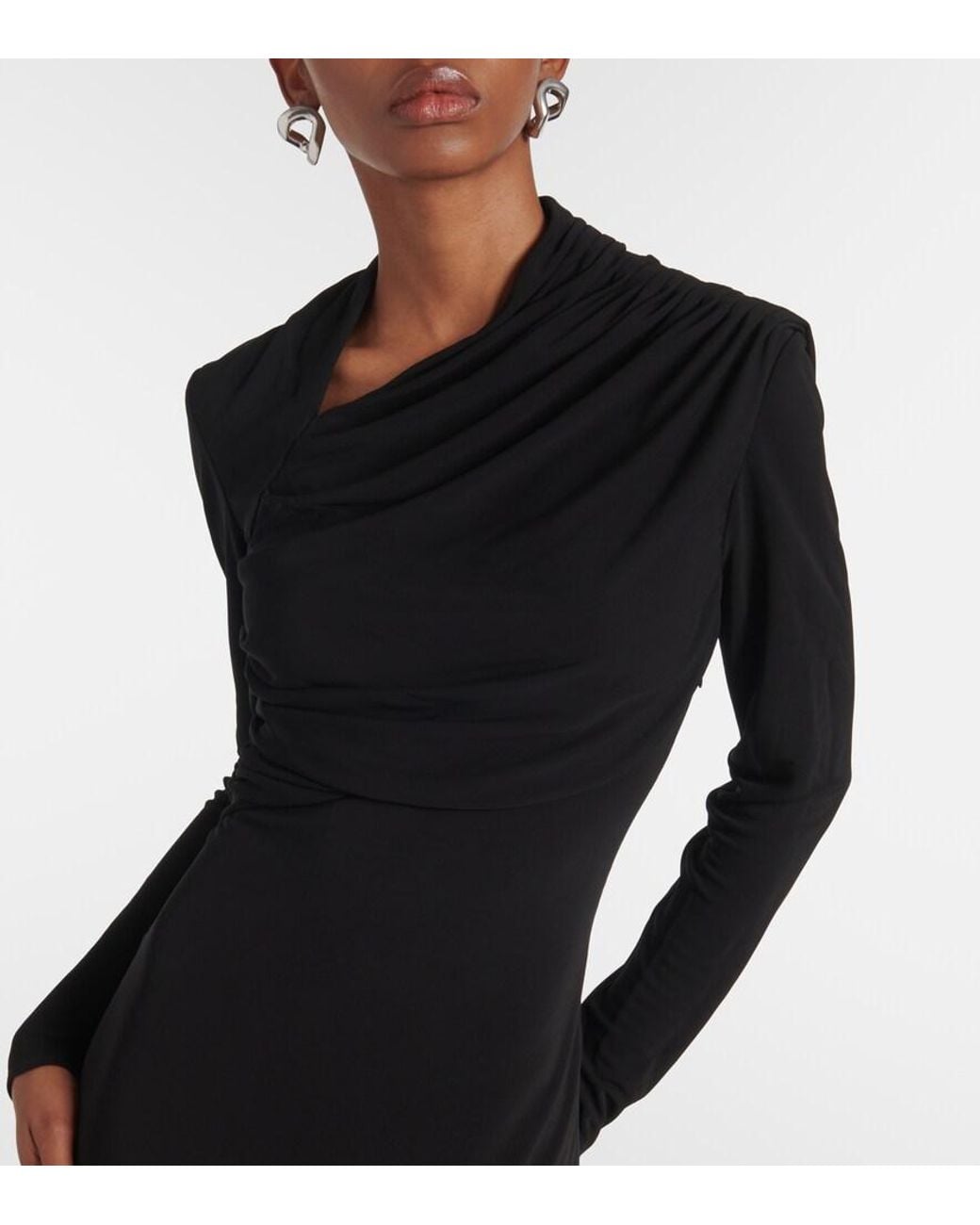 FFORME Black Joy Pleated Jersey Maxi Dress