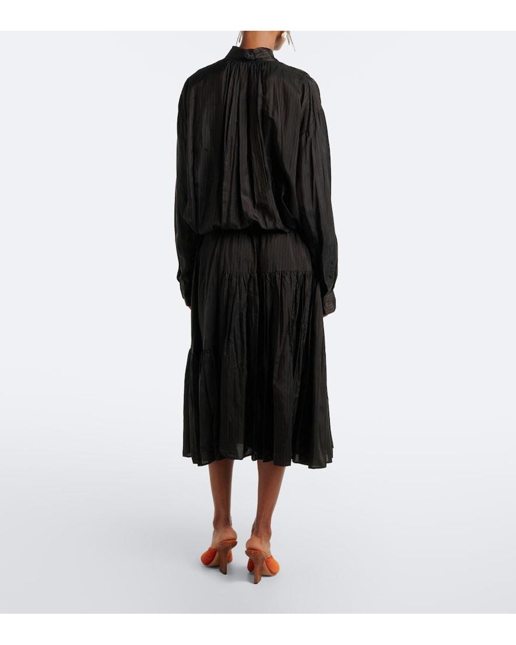 Dries Van Noten Black Striped Midi Dress