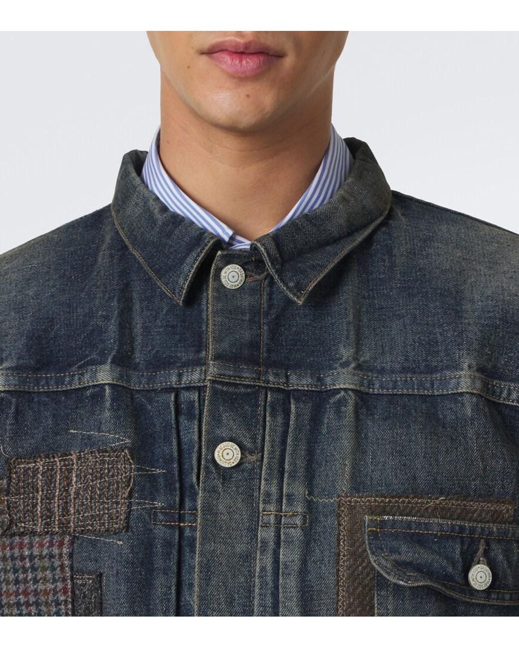 Junya Watanabe Blue Patchwork Denim Jacket for men