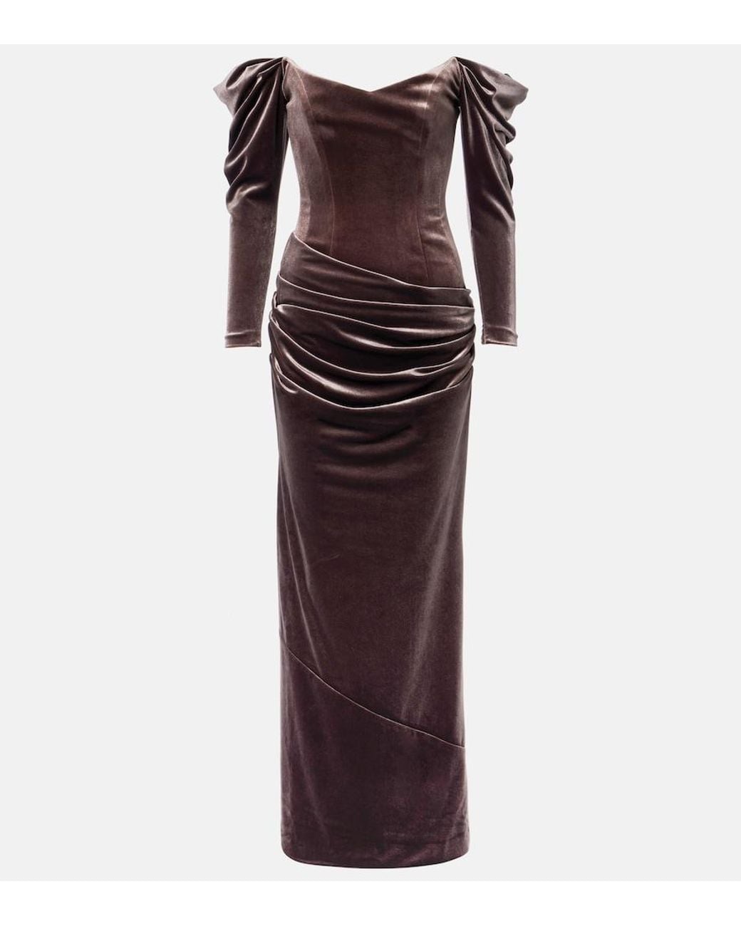Alex Perry Purple Draped Velvet Gown