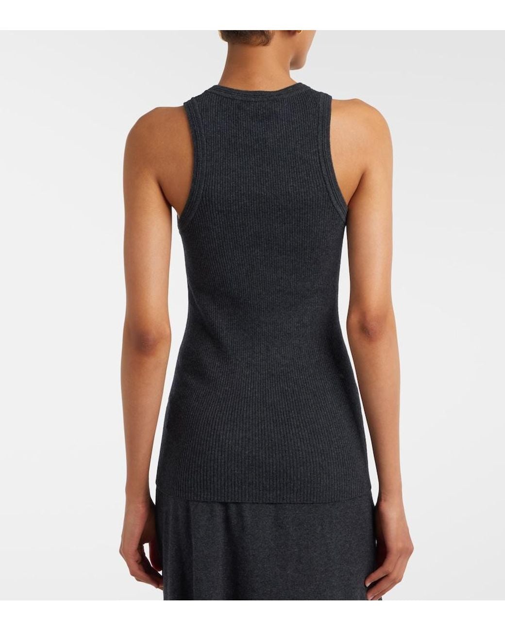 Lisa Yang Black Amya Ribbed-Knit Cotton And Cashmere Tank Top