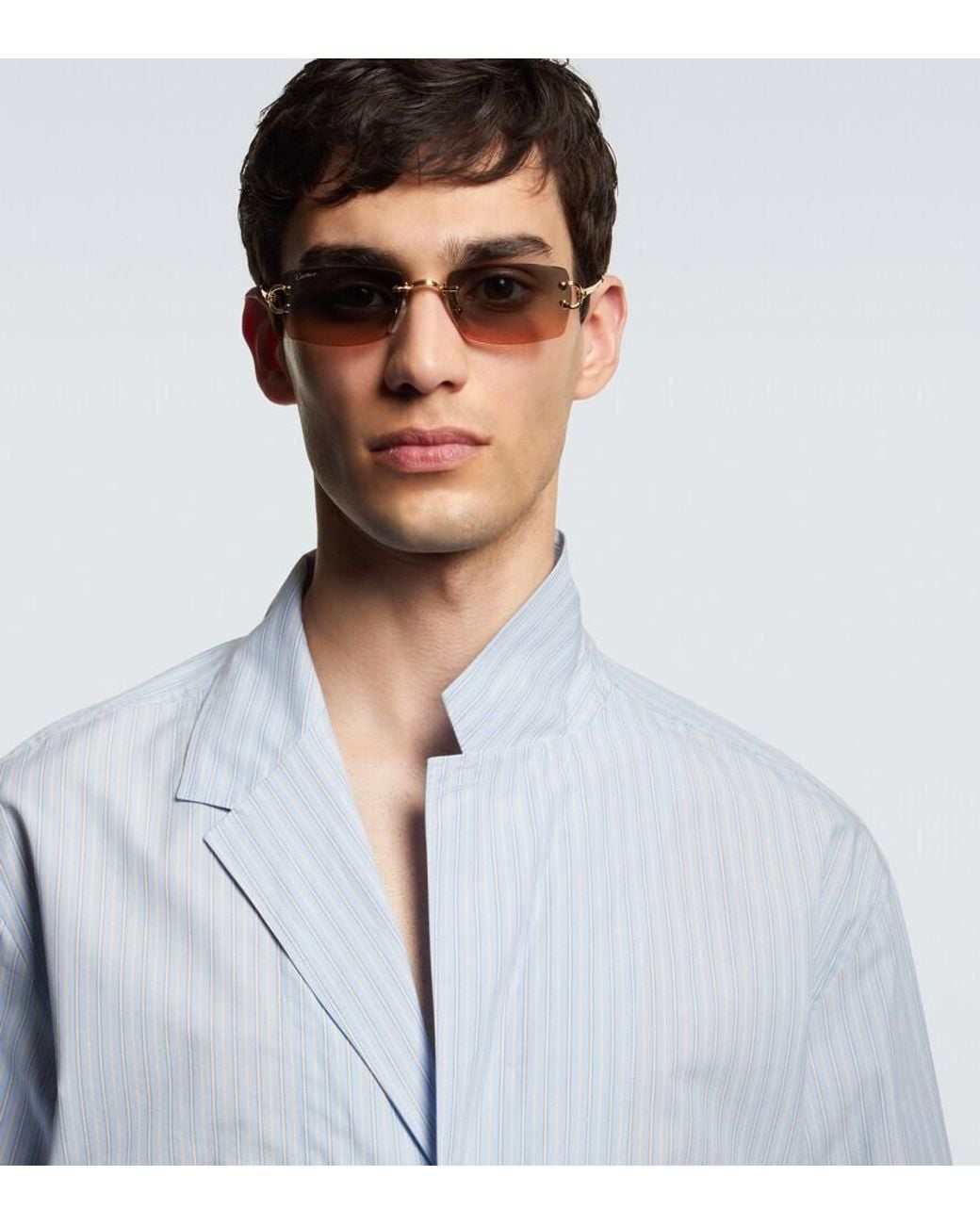 Cartier Gray Decor C De Cartier Rectangular Sunglasses for men