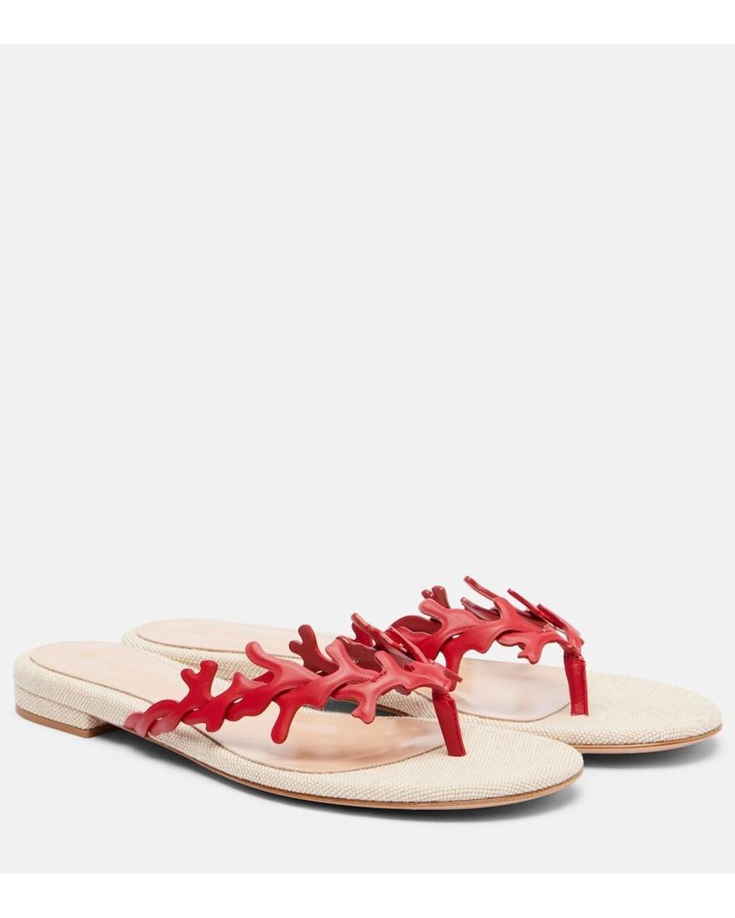 Gianvito Rossi Pink Canvas And Leather Thong Sandals