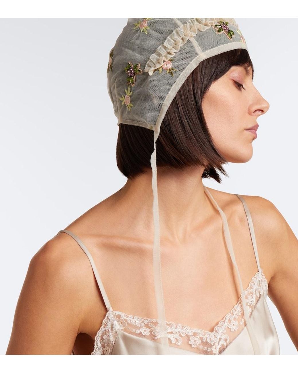 Simone Rocha White Floral Embroidered Embellished Hood