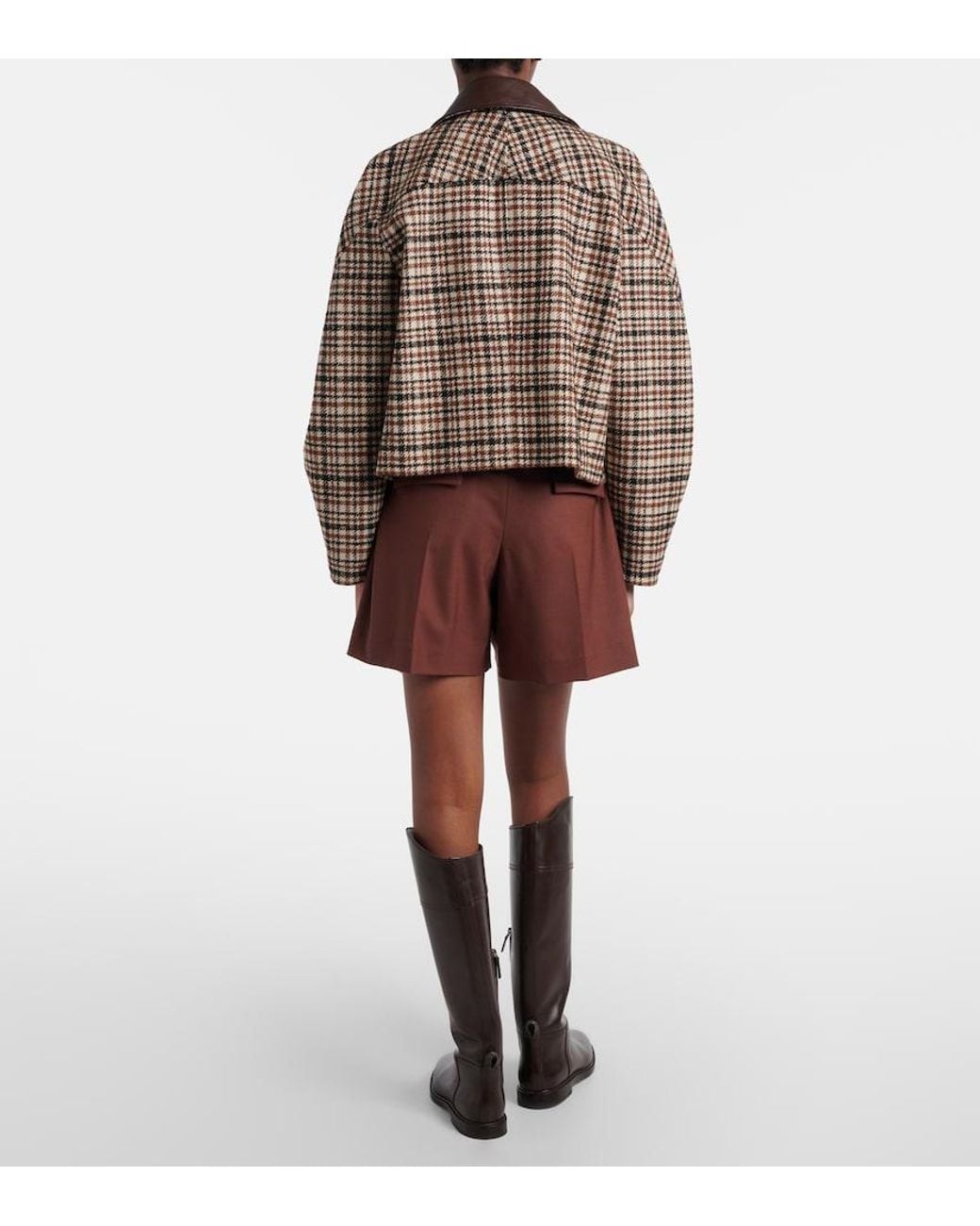 Brunello Cucinelli Red Monili Pleated Wool-Blend Shorts
