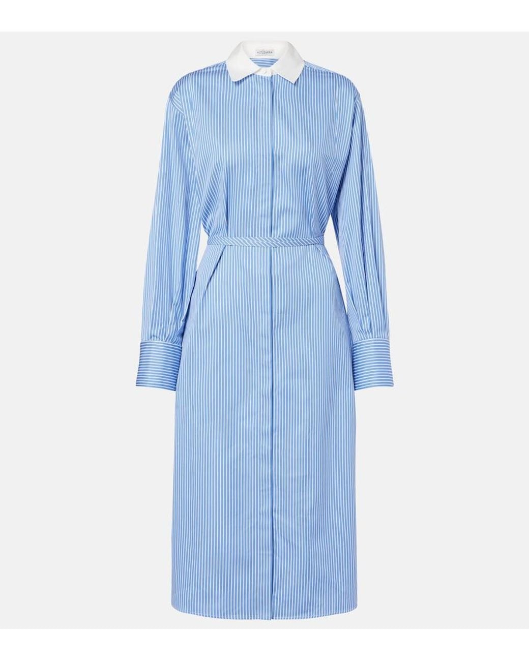 Altuzarra Blue Floyd Pinstripe Cotton Poplin Shirt Dress