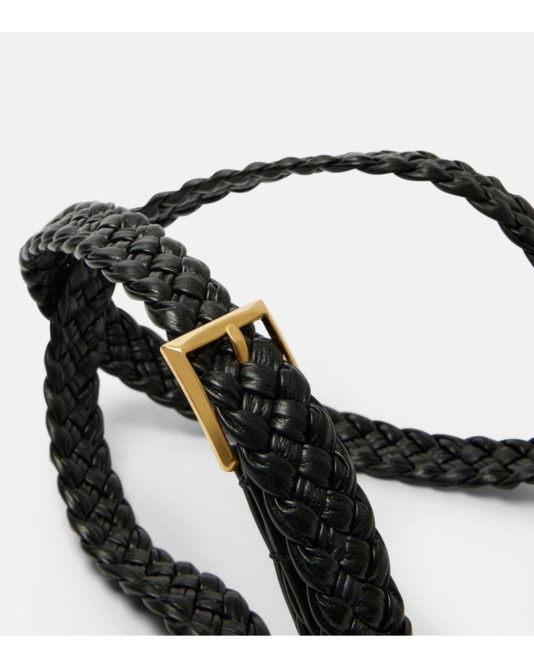 Bottega Veneta Black Solo Intreccio Leather Belt