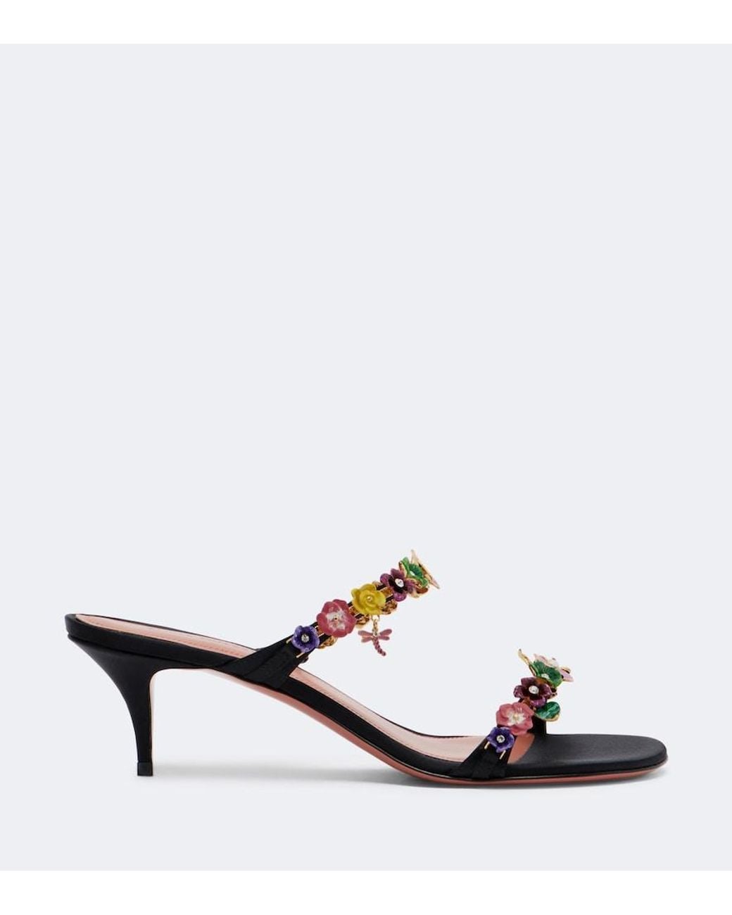AMINA MUADDI Pink Vittoria Embellished Satin Mules