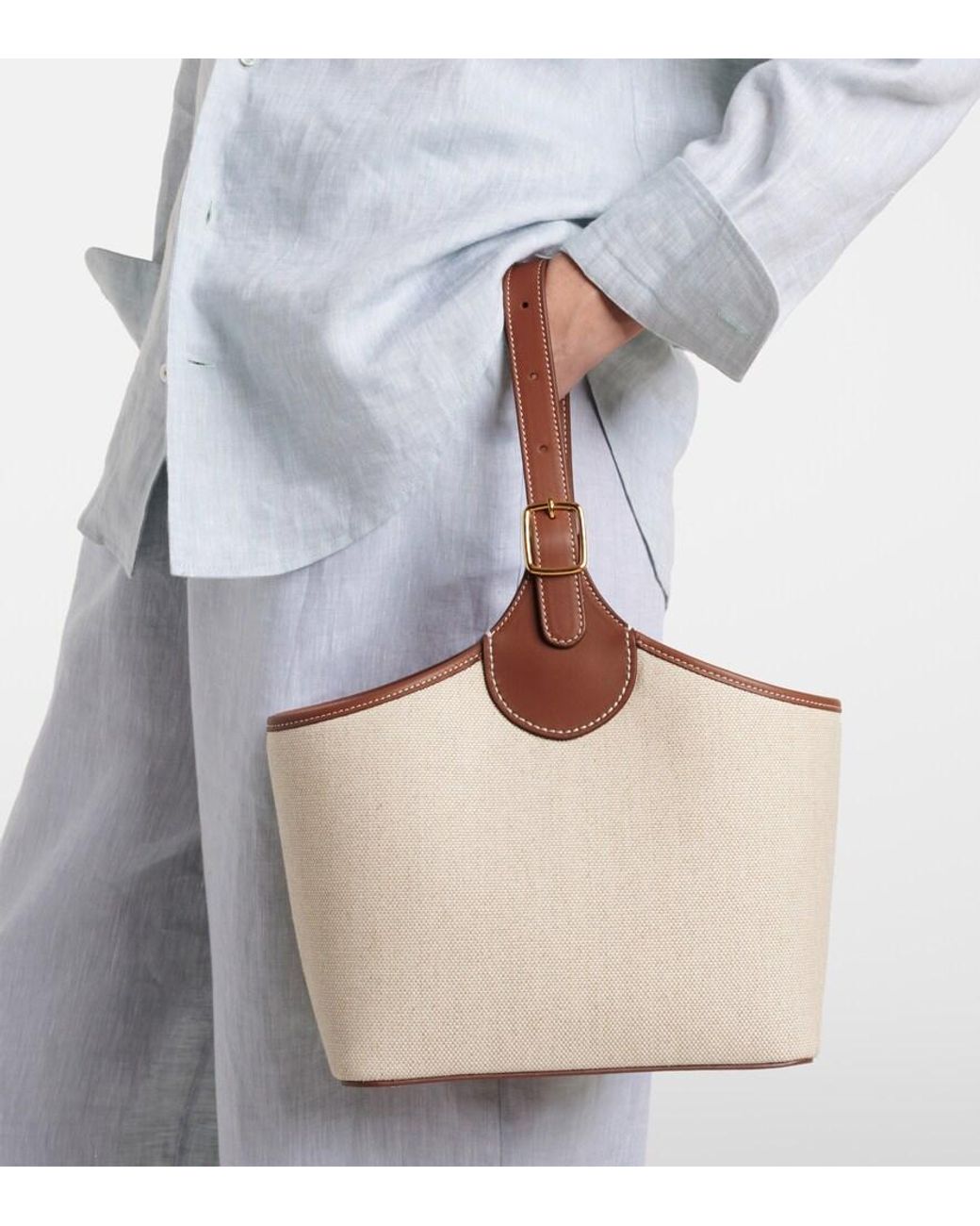 Loro Piana White Bobbin Canvas Tote Bag