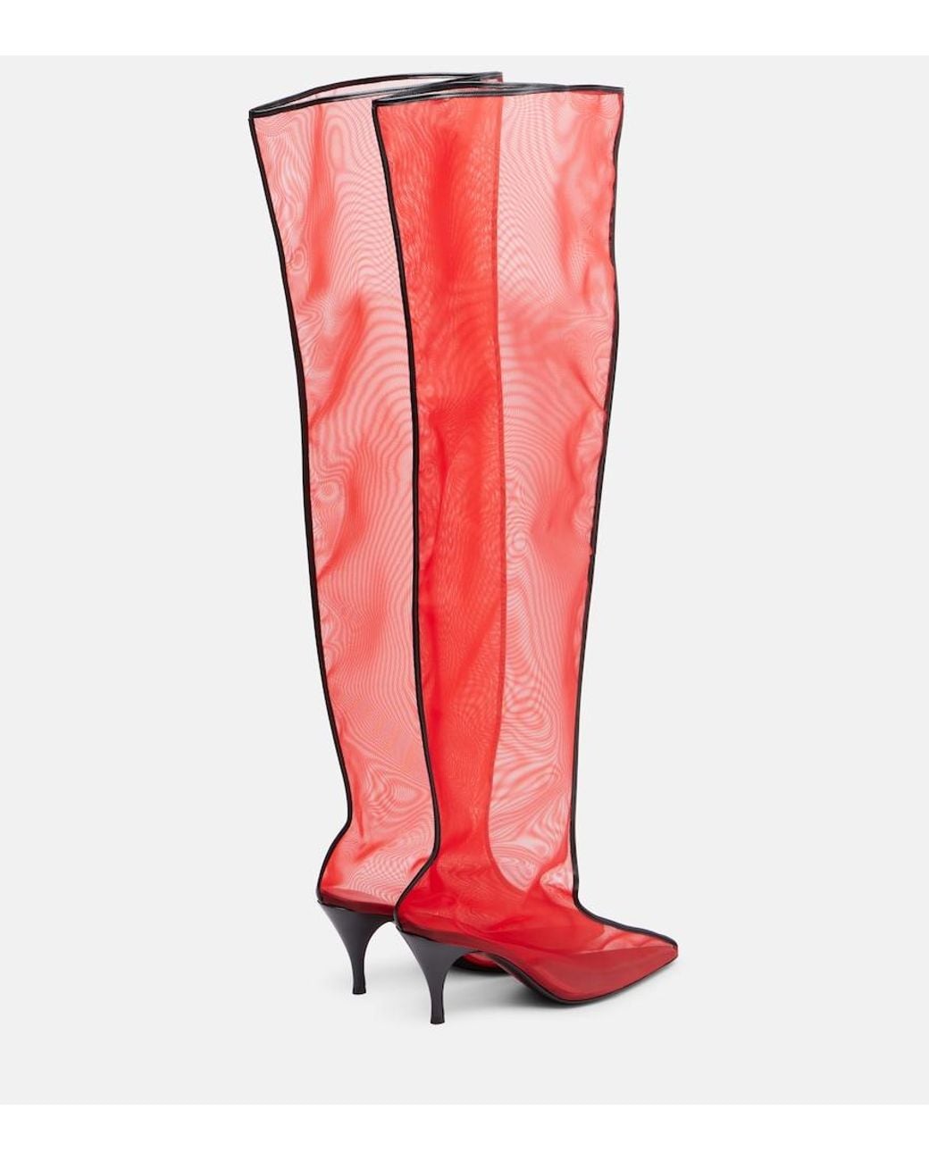Herbert Levine Red Drawing A Blank 80 Mesh Knee-High Boots