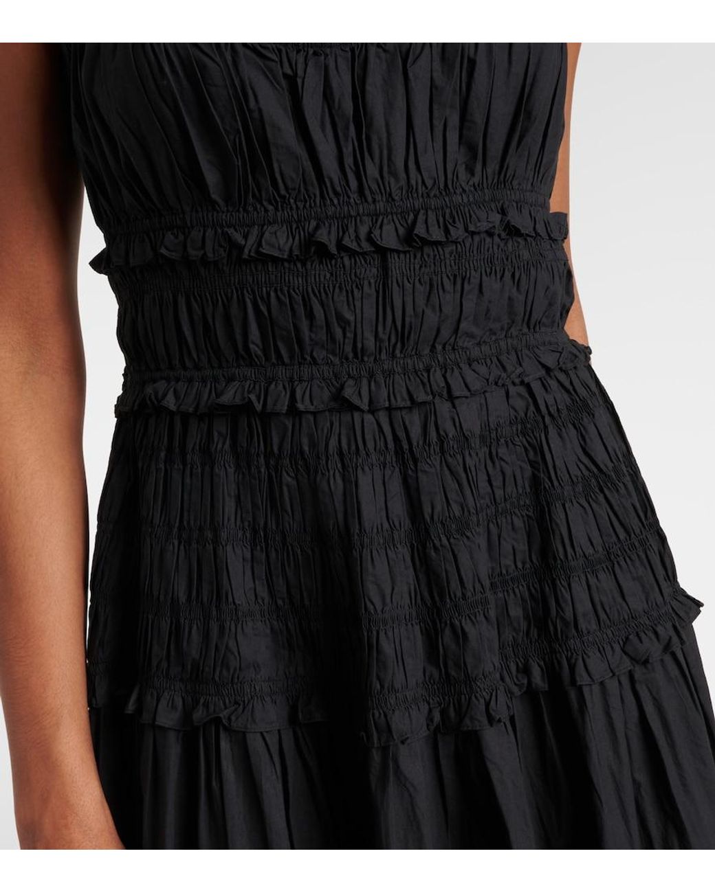 Doen Black Midikleid Marianne Aus Baumwollpopeline