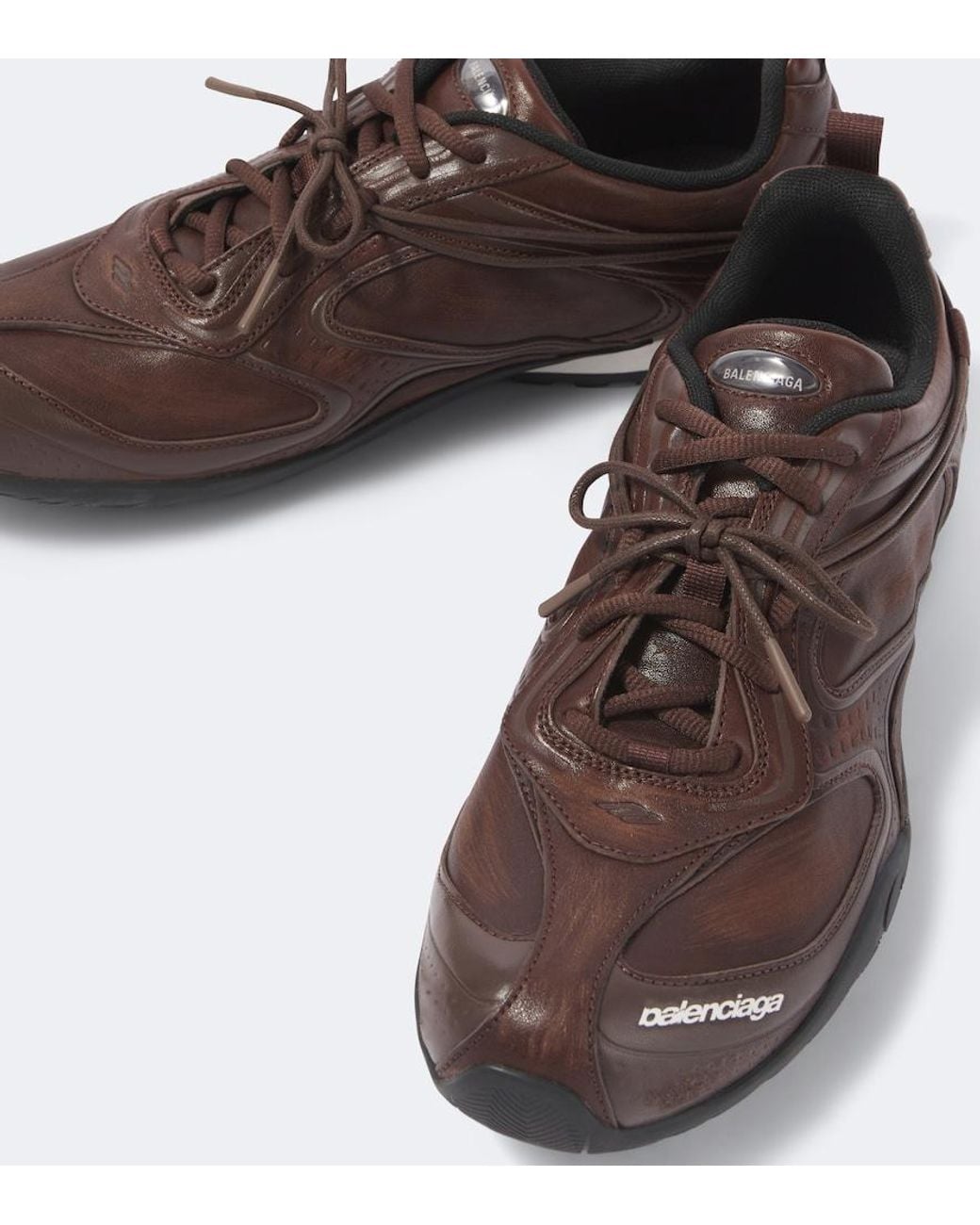 Balenciaga Brown Radar Leather Sneakers for men