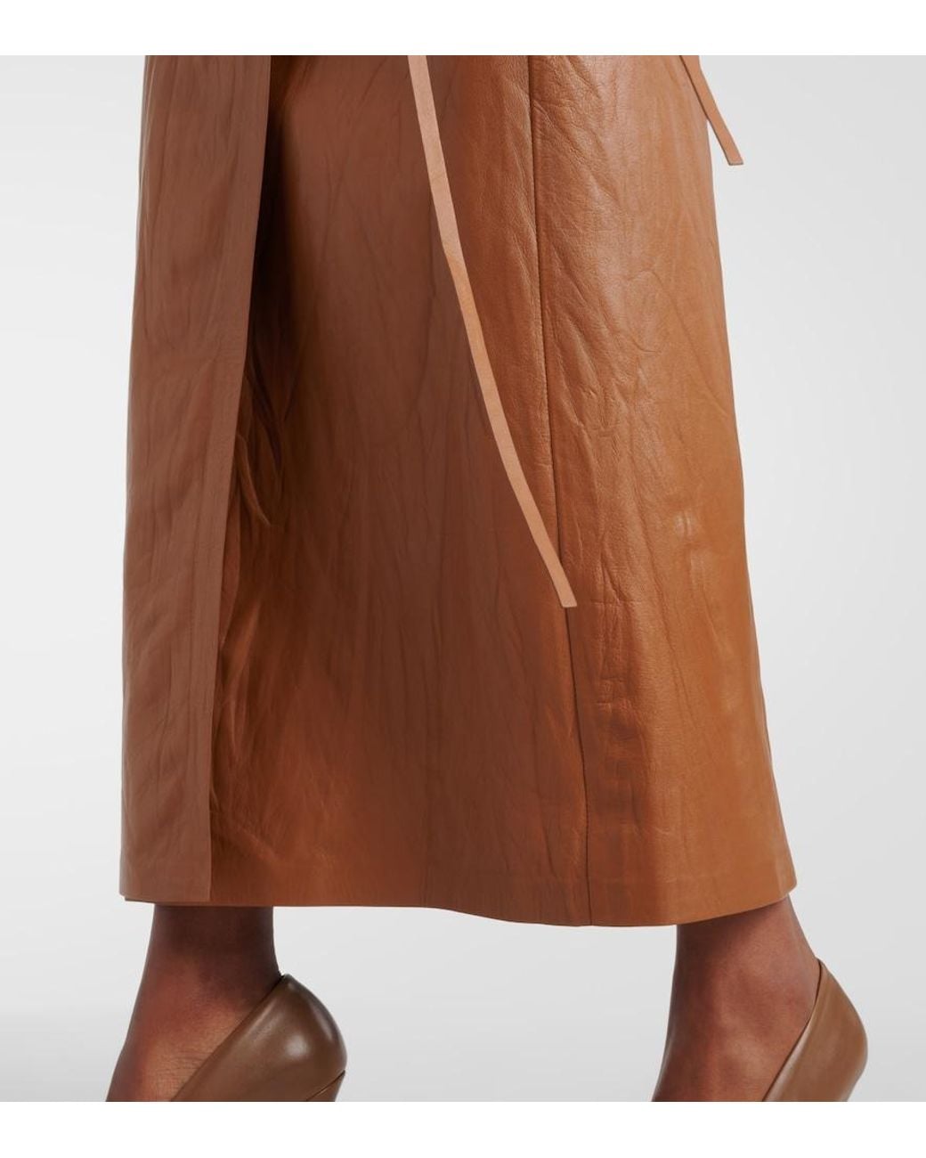 The Row Black Bert Leather Midi Skirt