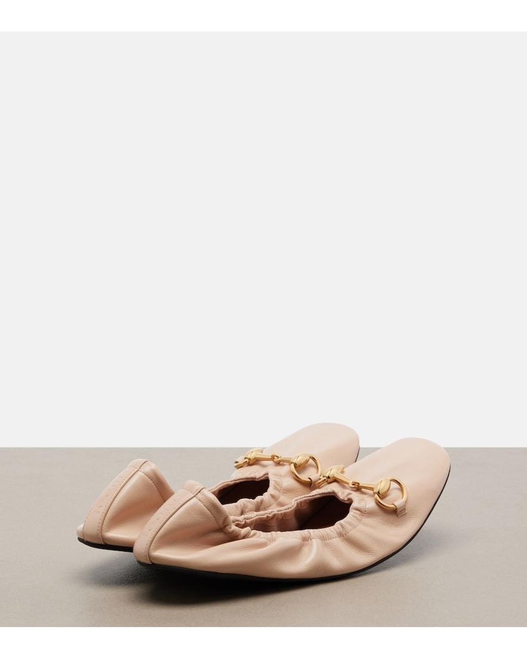 Gucci Brown Prima Horsebit Leather Ballet Flats