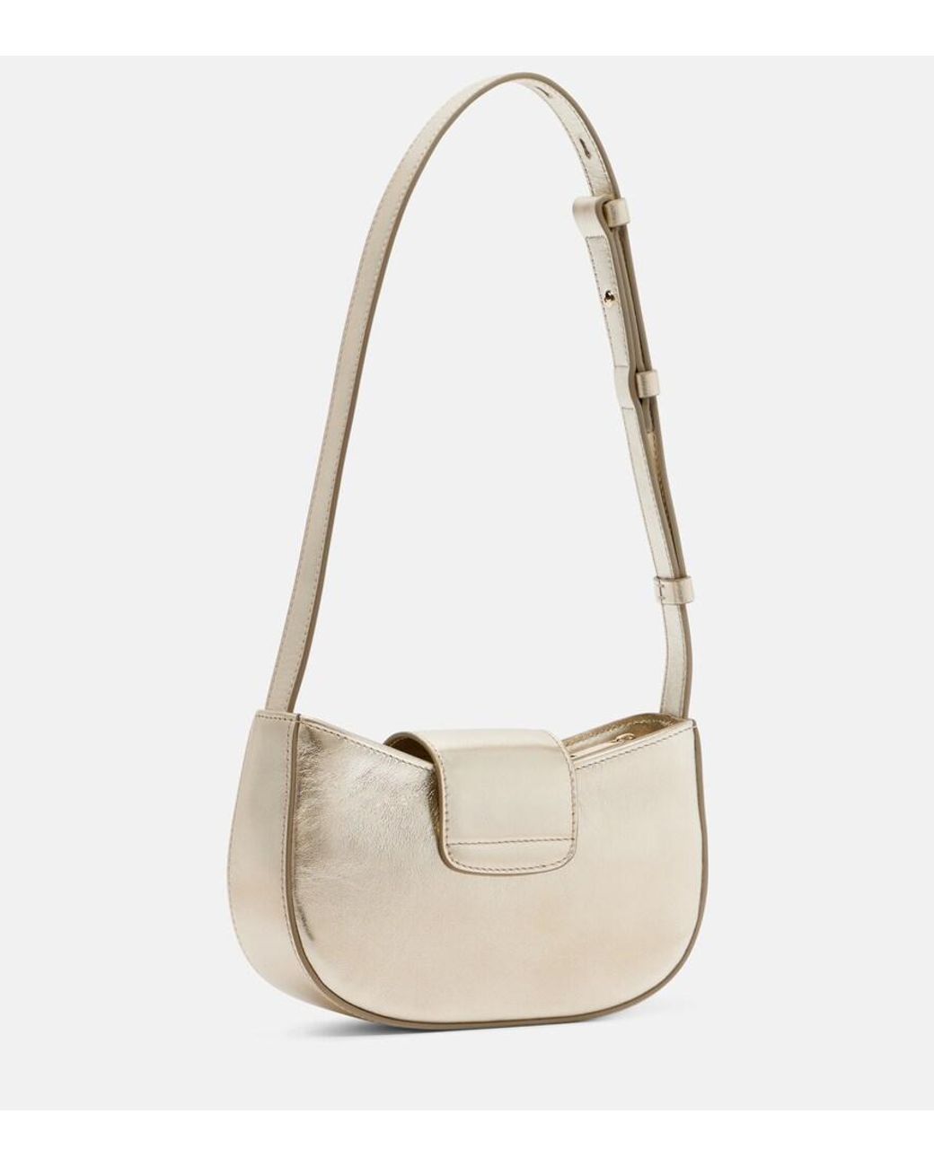Ferragamo White Gabry Mini Metallic Leather Shoulder Bag