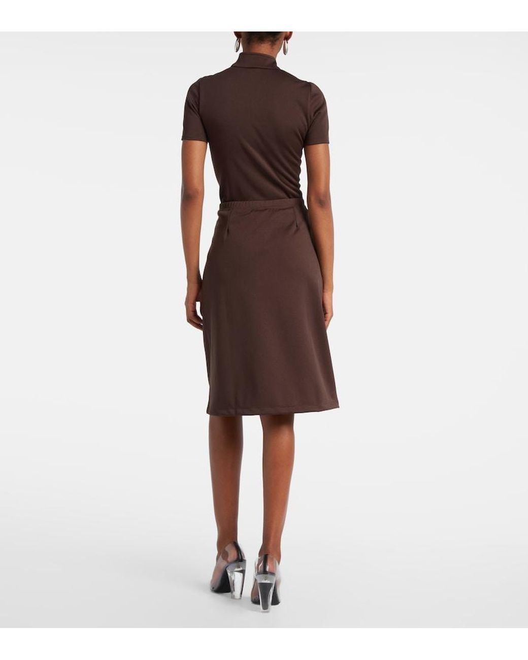Courreges Brown Interlock Tracksuit Midi Skirt