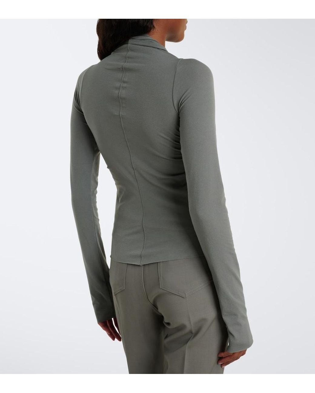 Rick Owens Gray Allanah Gathered Jersey Top