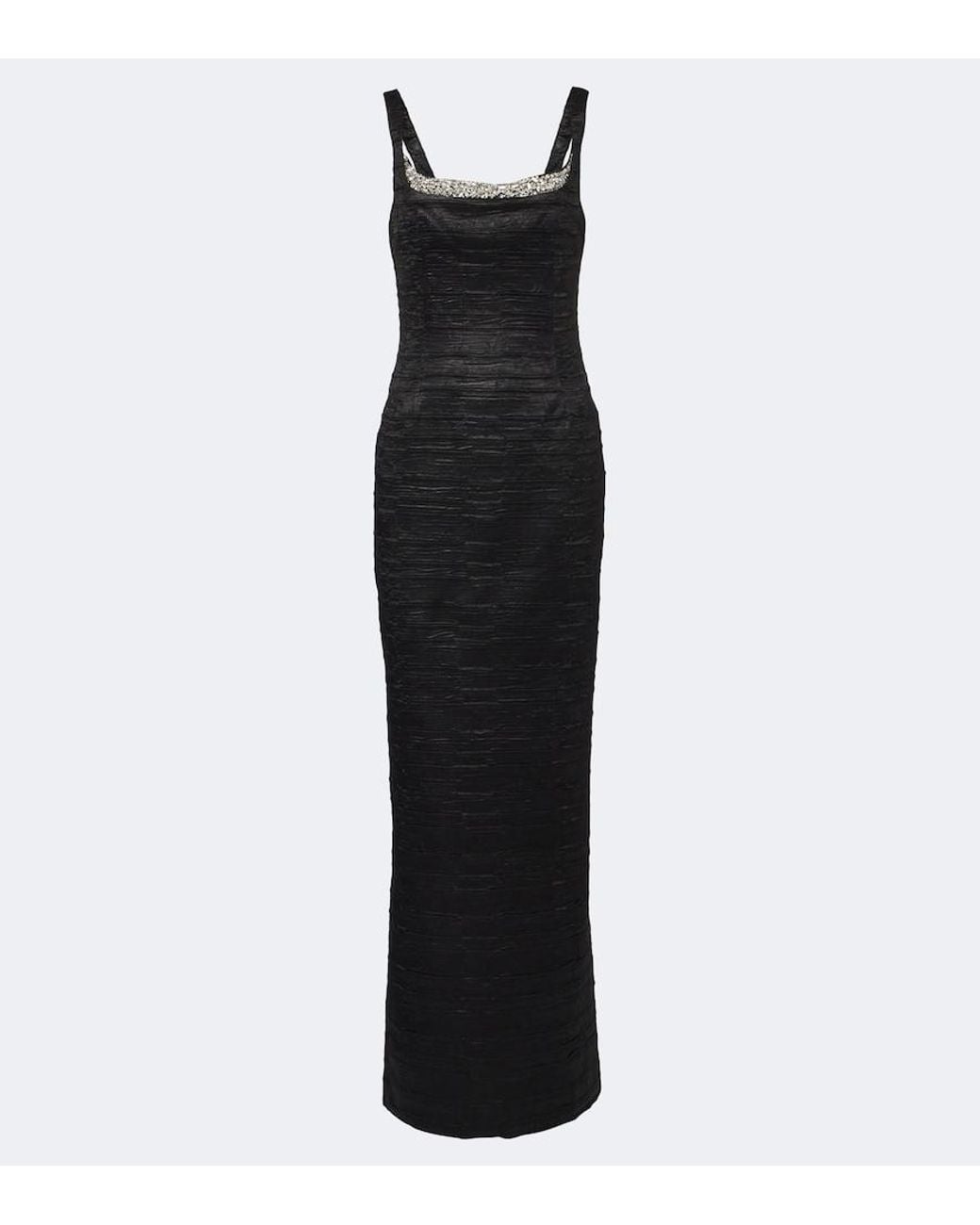 Jonathan Simkhai Black Martina Embellished Satin Gown