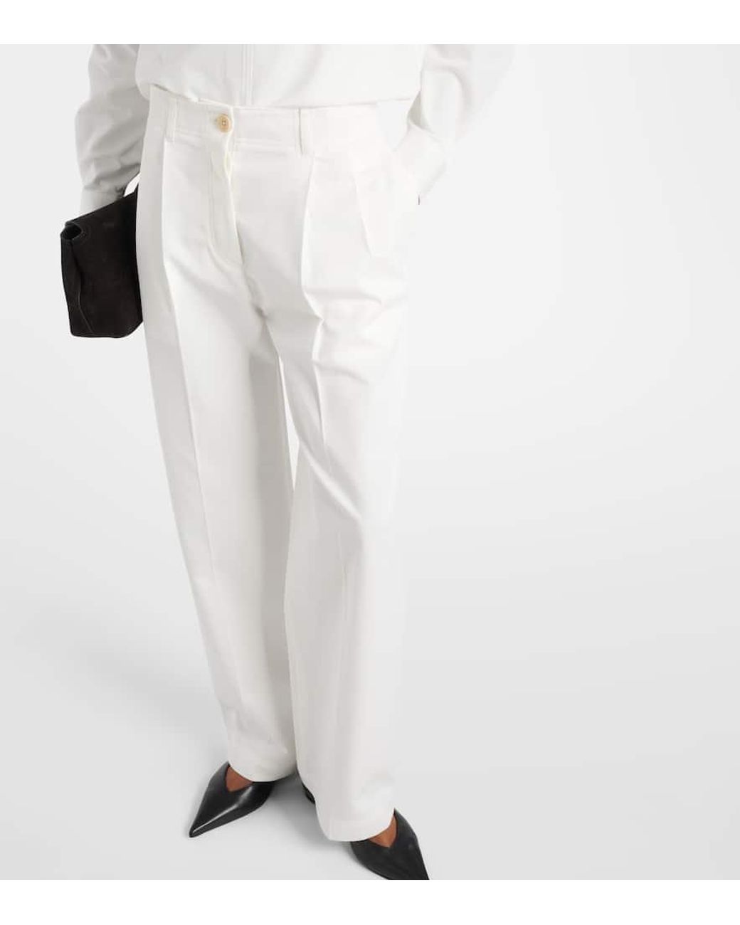 Totême  White Weite High-Rise-Hose Aus Baumwoll-Twill