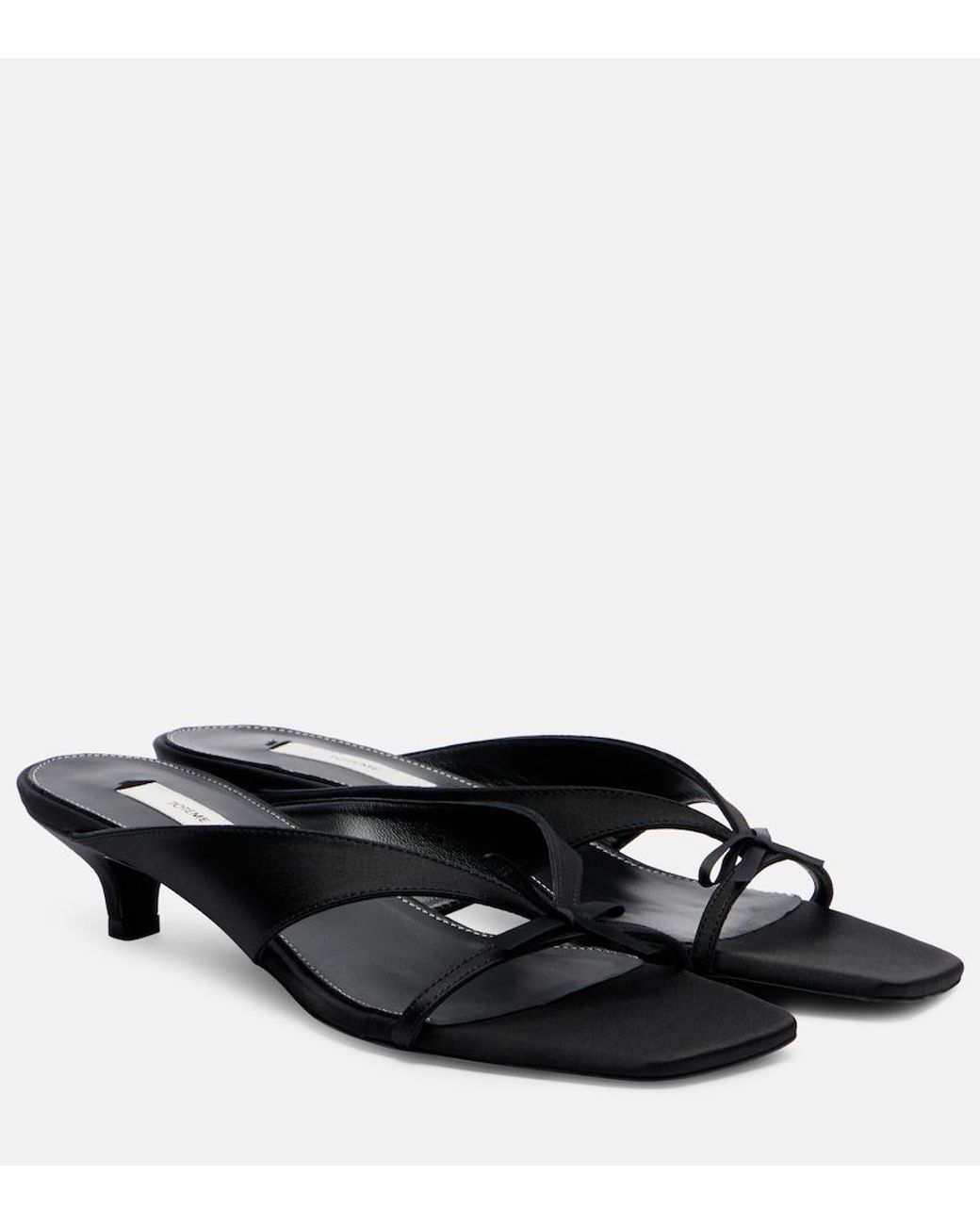 Totême Black Bow-Detail Satin Mules