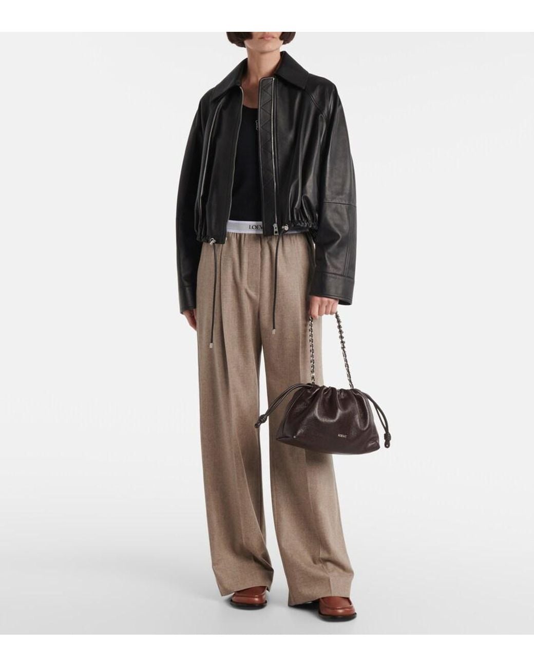Loewe Brown Leather Campo Heeled Loafers 40