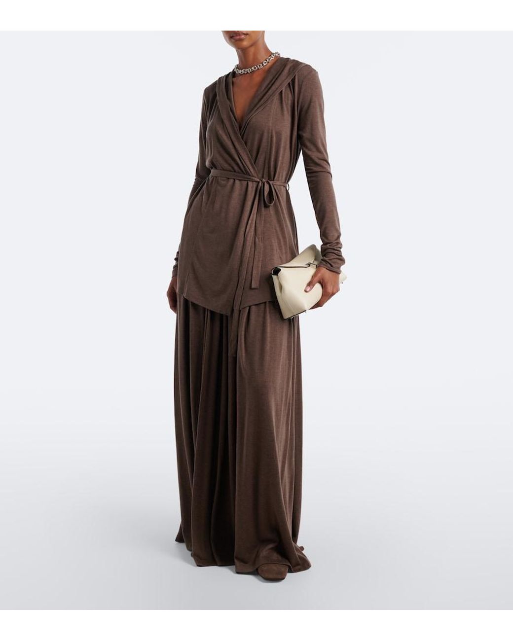 Max Mara Brown Jersey Maxi Skirt