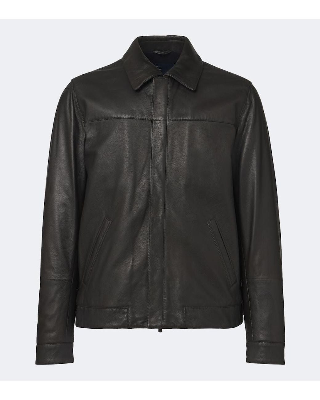 Thom Sweeney Black Leather Jacket for men