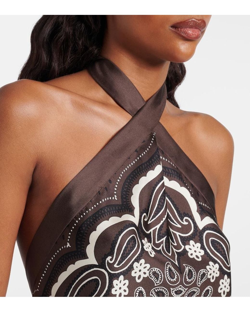 Nili Lotan Black Solal Printed Halterneck Silk Top