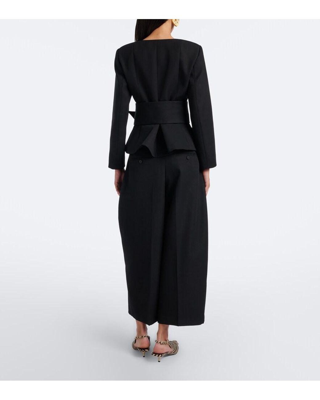Jacquemus Black Miami Cropped Virgin Wool Wide-Leg Pants