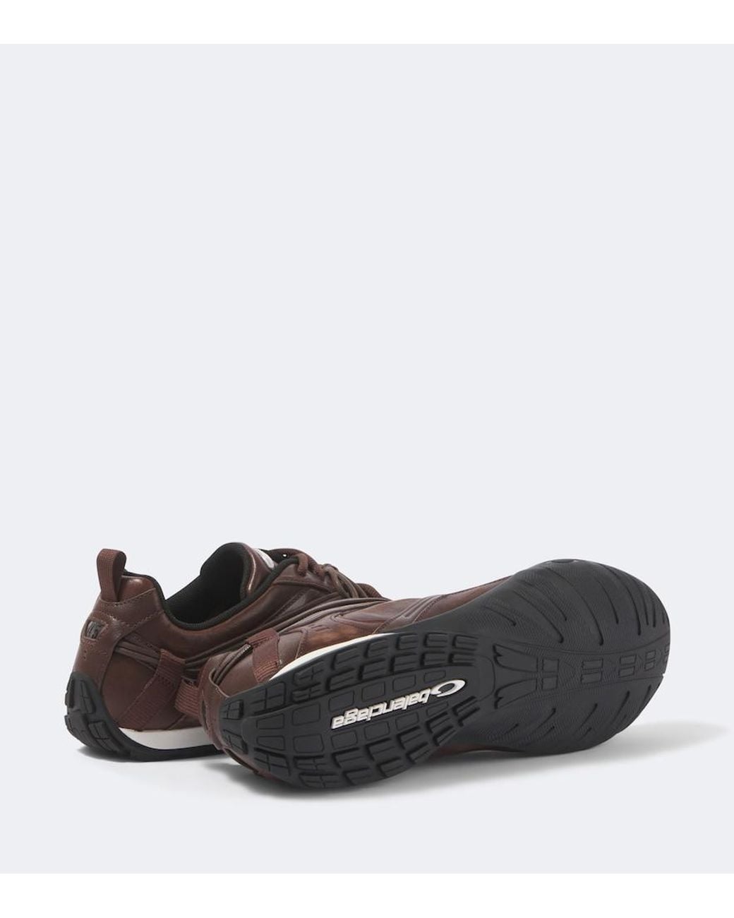 Balenciaga Brown Radar Leather Sneakers for men