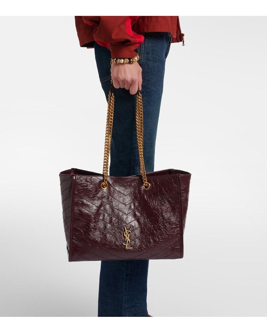 Saint Laurent Red Niki Large Leather Shopper