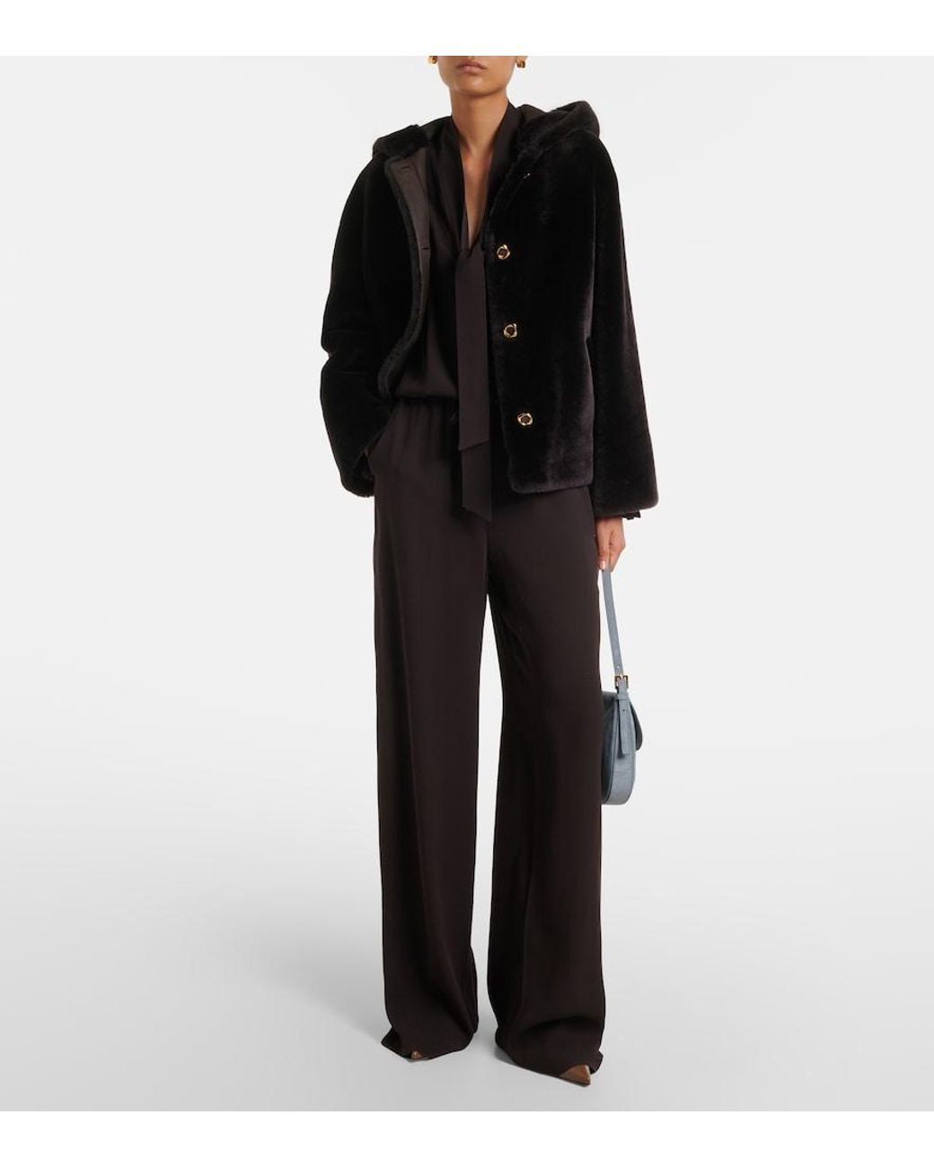 Agnona Blue Jersey Wide-Leg Pants