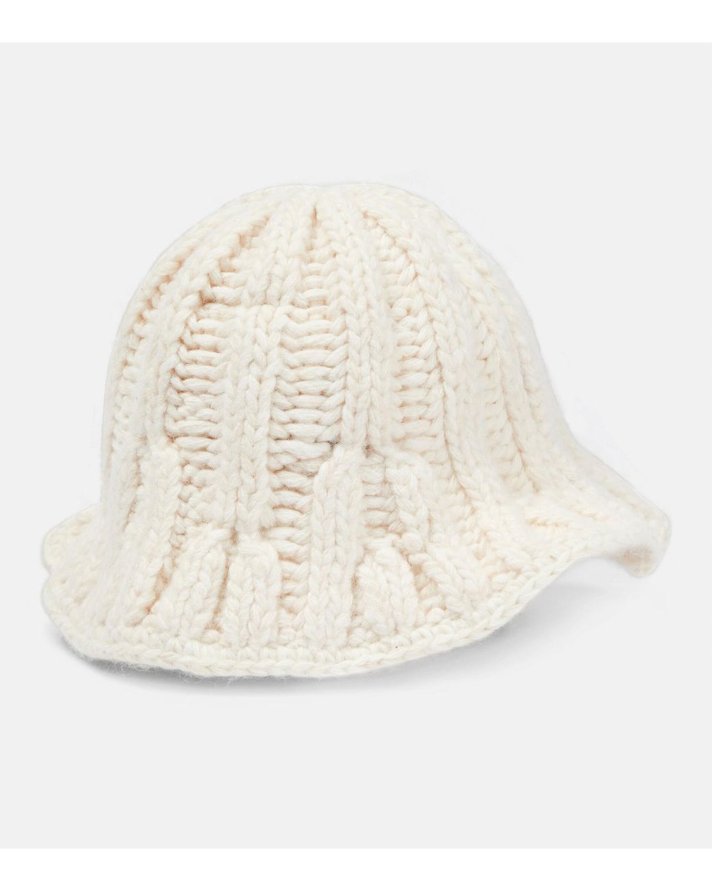 MM6 by Maison Martin Margiela Knit Bucket Hat in Natural Lyst