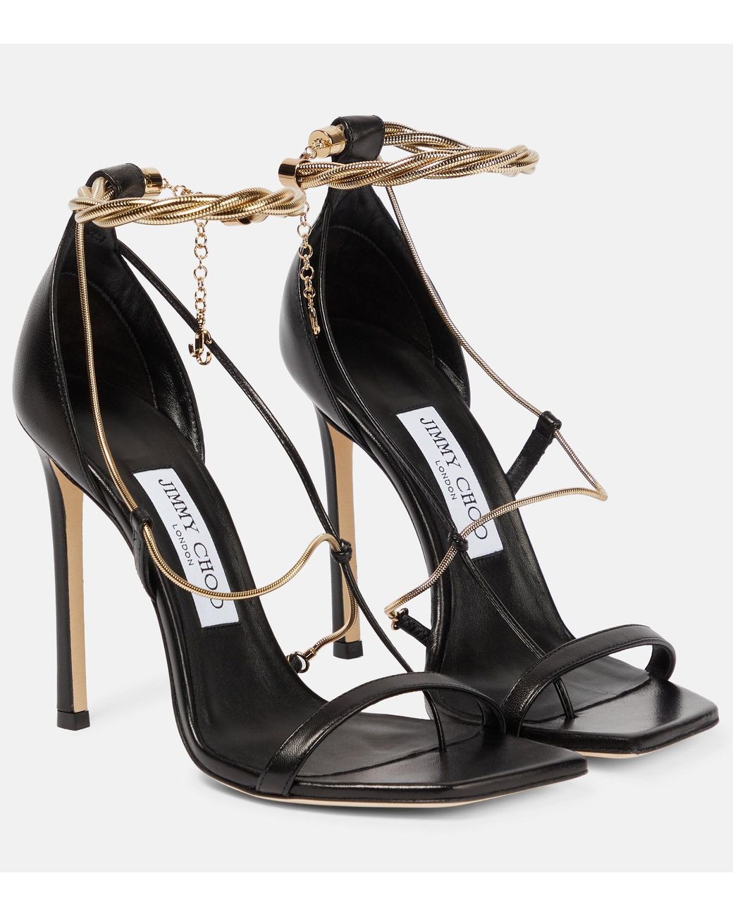 Jimmy Choo Oriana 110 Leather Sandals in Black | Lyst Jimmy Choo Oriana 110 Leather Sandals in Black | Lyst