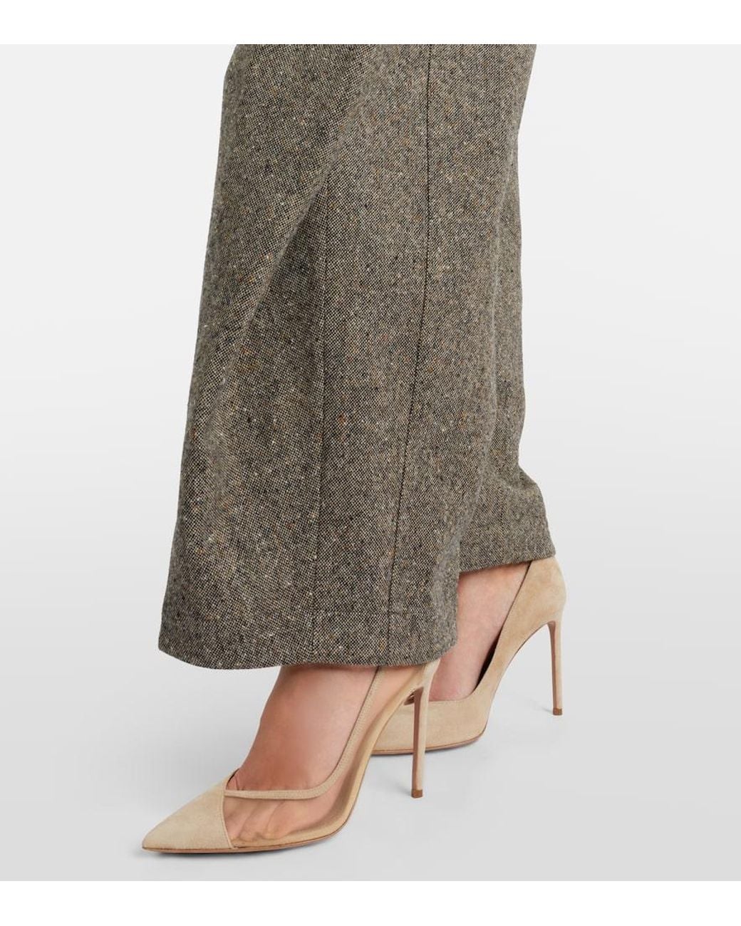 Aquazzura Natural Studio 105 Mesh And Suede Pumps