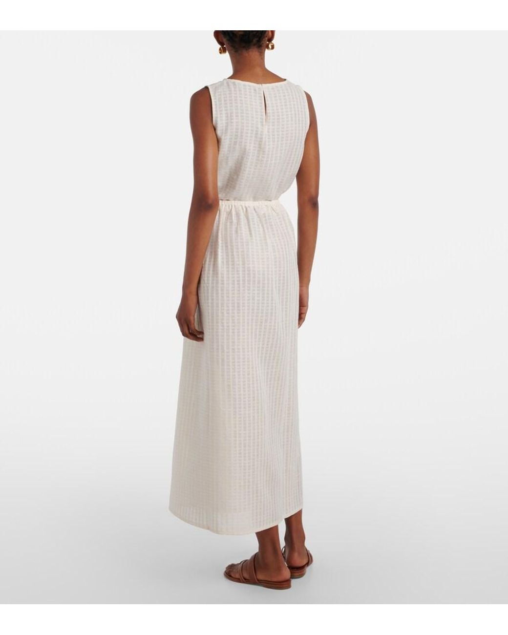 Asceno White Rafaela Cotton And Linen Maxi Skirt