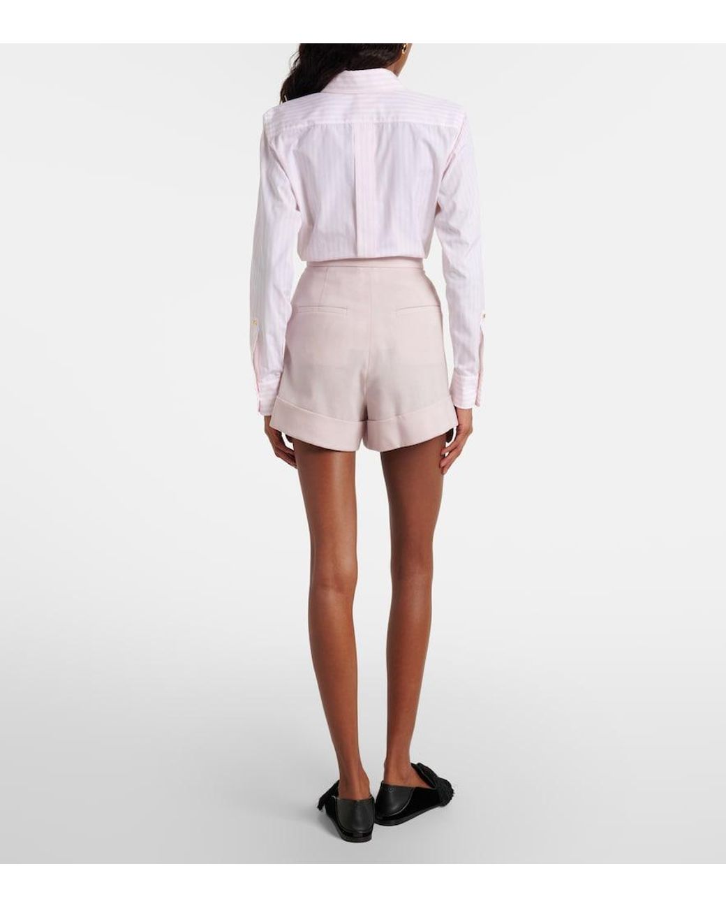 Max Mara Pink Celebre Wool-Blend Shorts