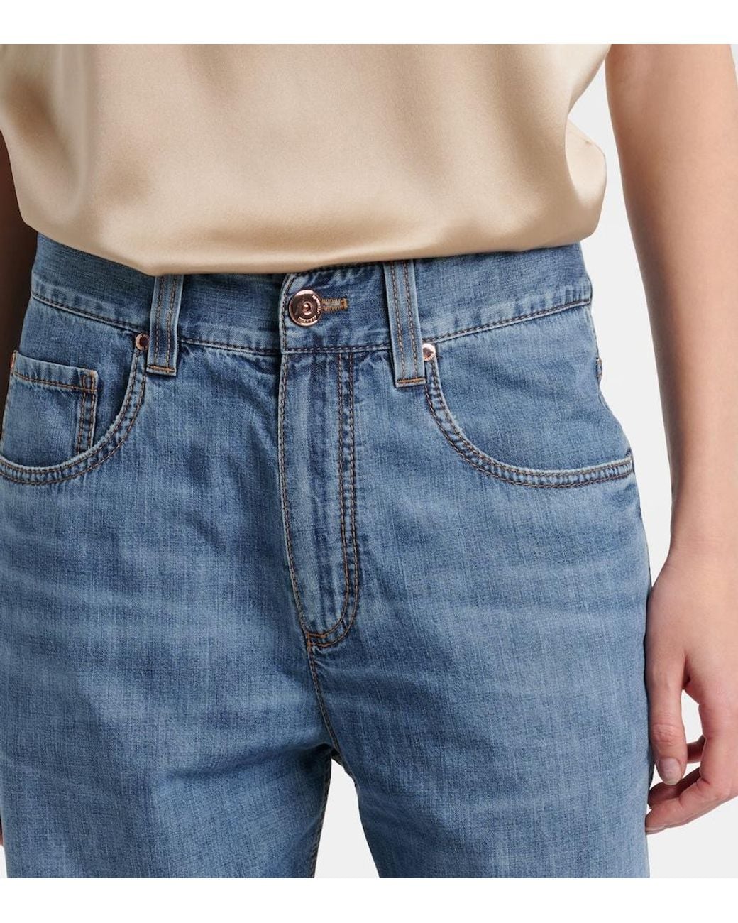 Brunello Cucinelli Blue Mid-Rise Straight Jeans