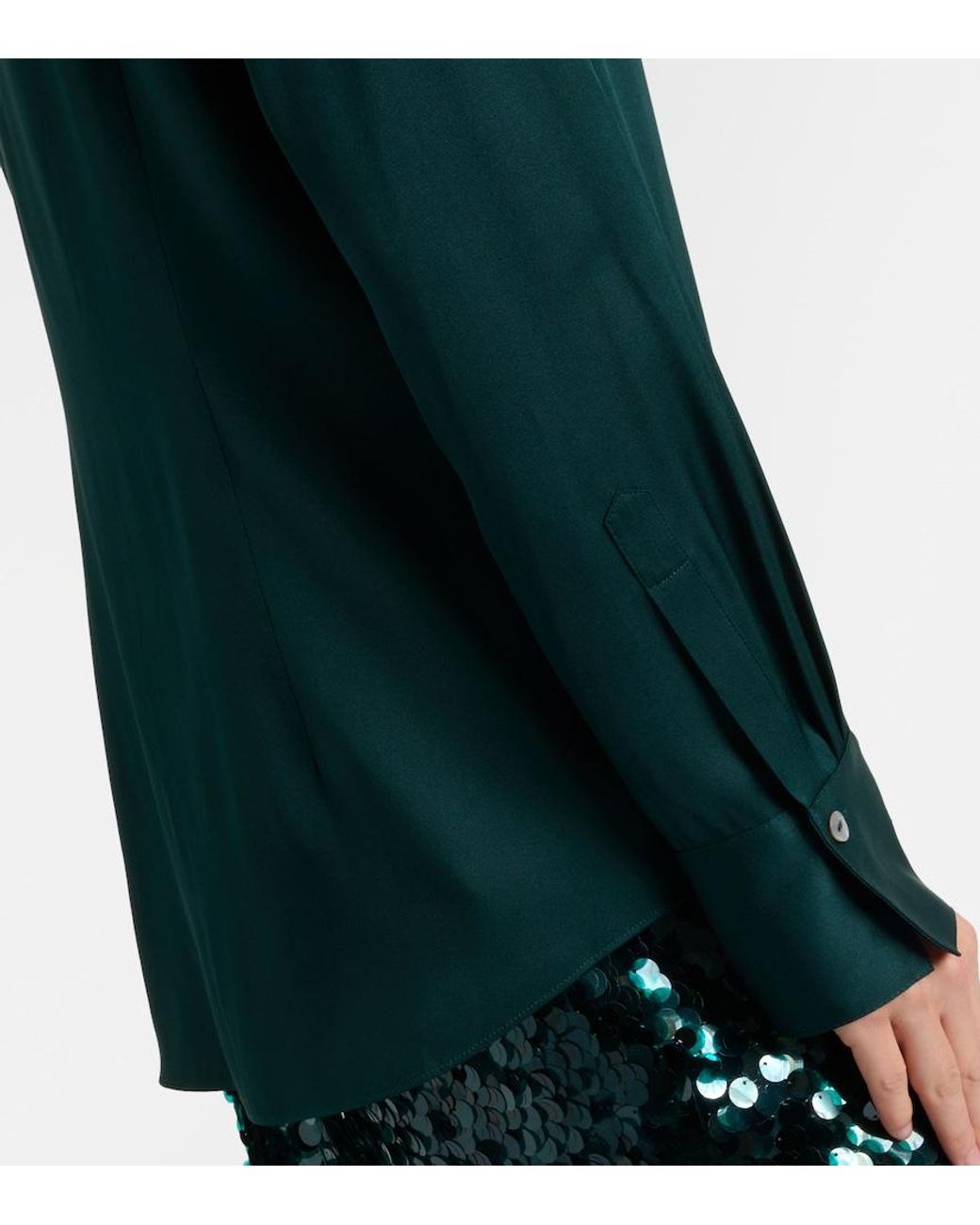 Vince Green Silk-Blend Satin Shirt