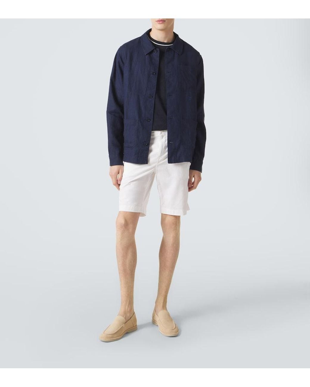 Vilebrequin Blue Linen Overshirt for men