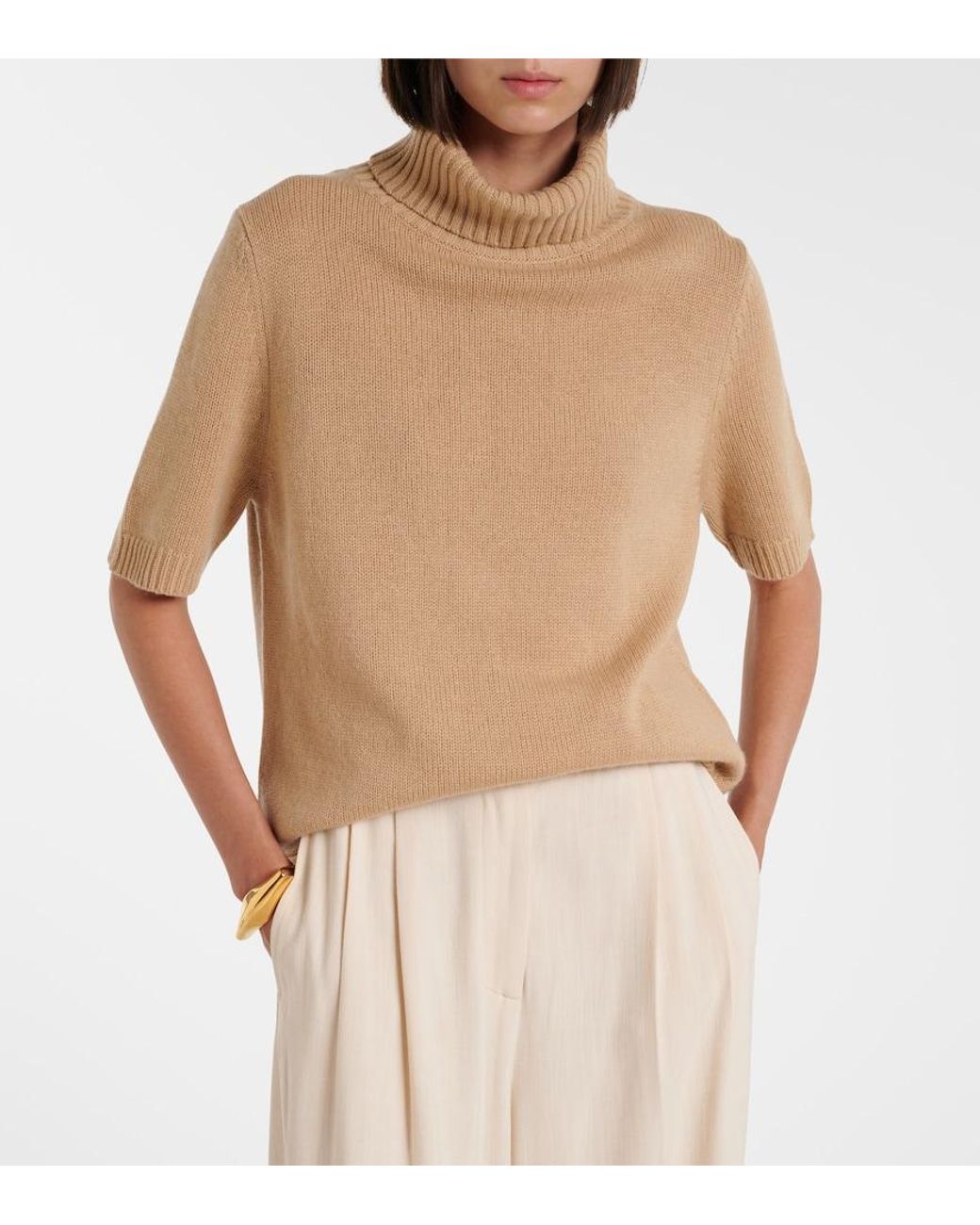 Jardin Des Orangers Natural Turtleneck Wool And Cashmere Sweater