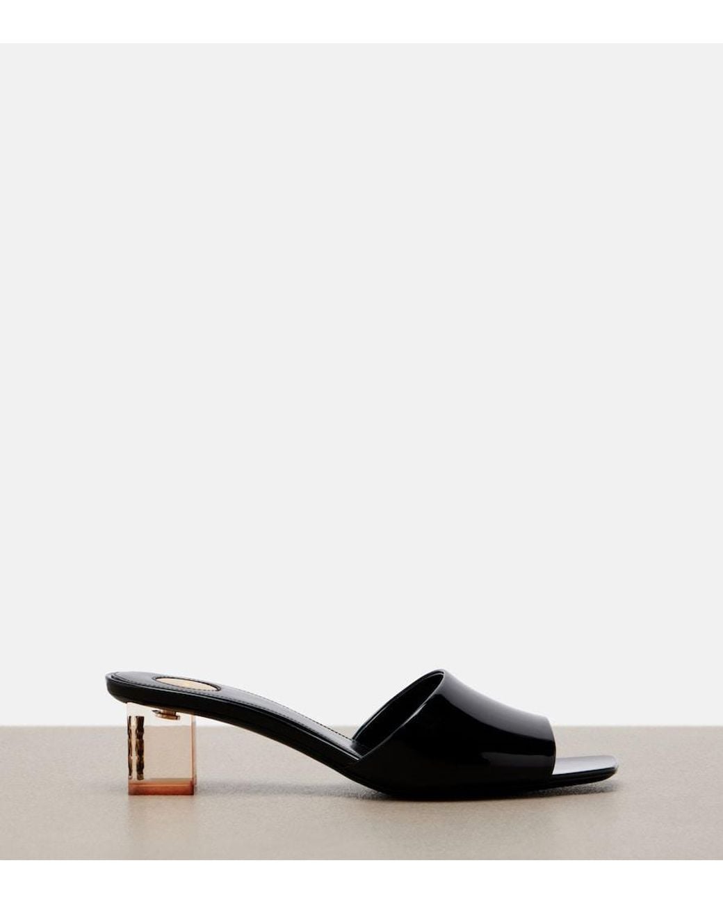 Saint Laurent Black Sip Patent Leather Mules