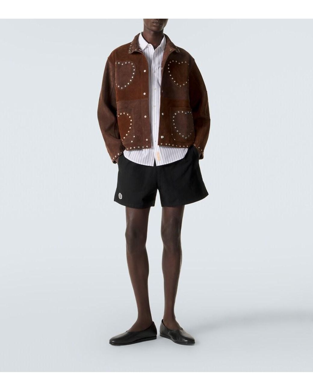 Bode Brown Studded Suede Jacket for men