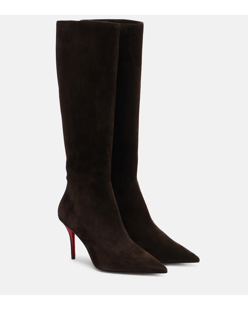 Christian Louboutin Black Suede Knee-High Boots