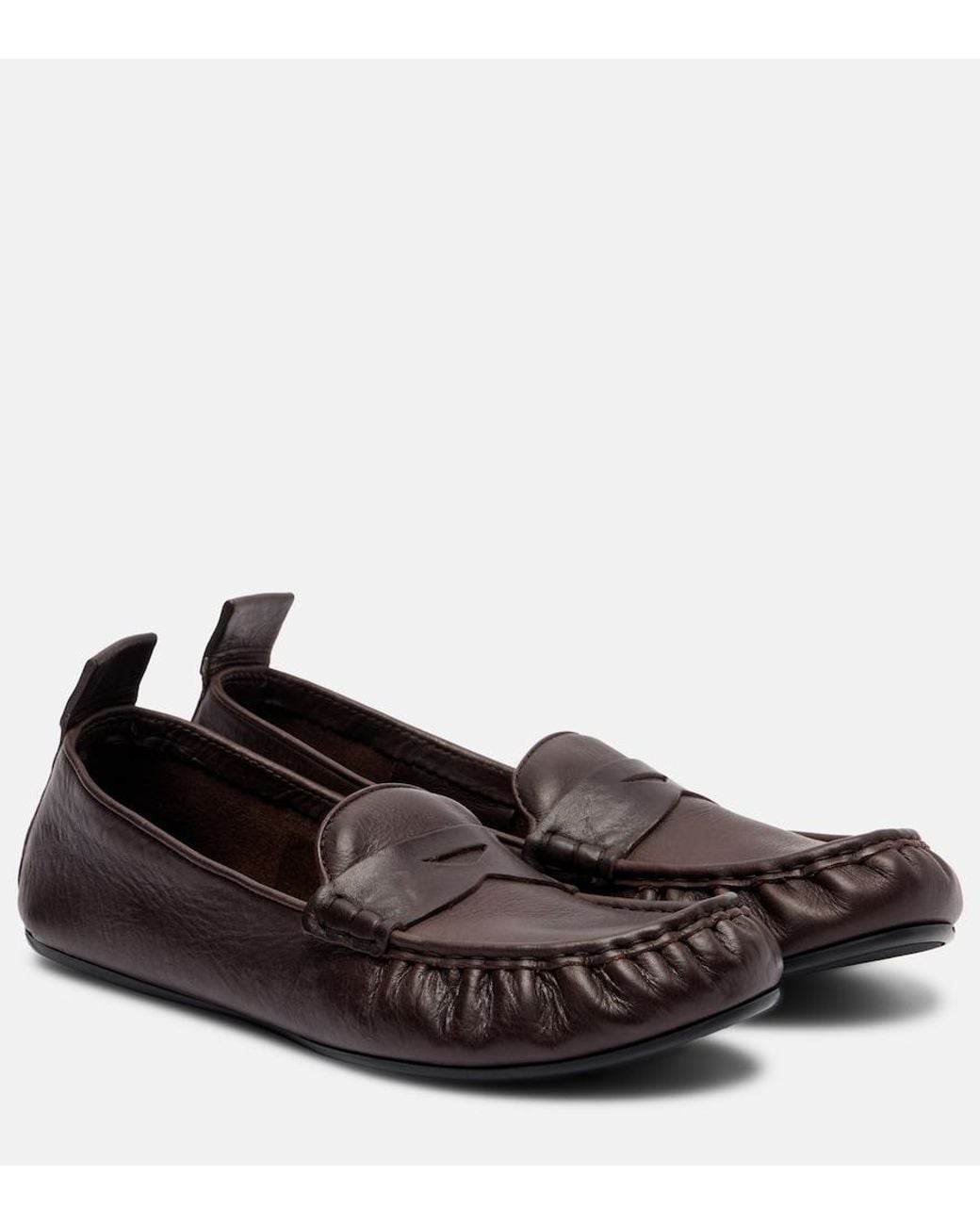 Acne Brown Leather Penny Loafers