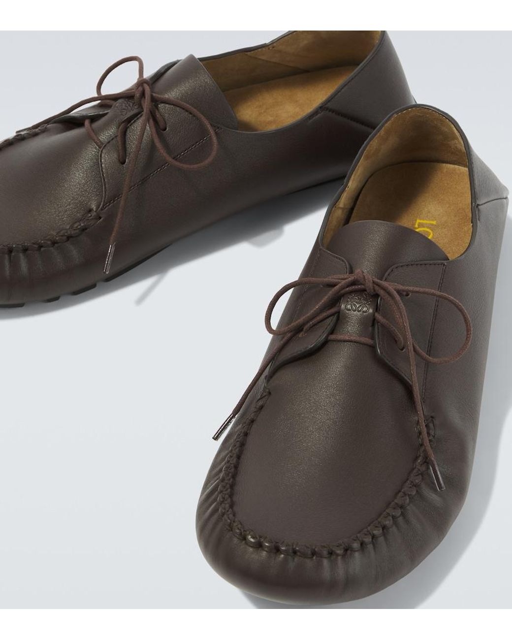 Loewe Brown Rambla Leather Boat Shoes for men