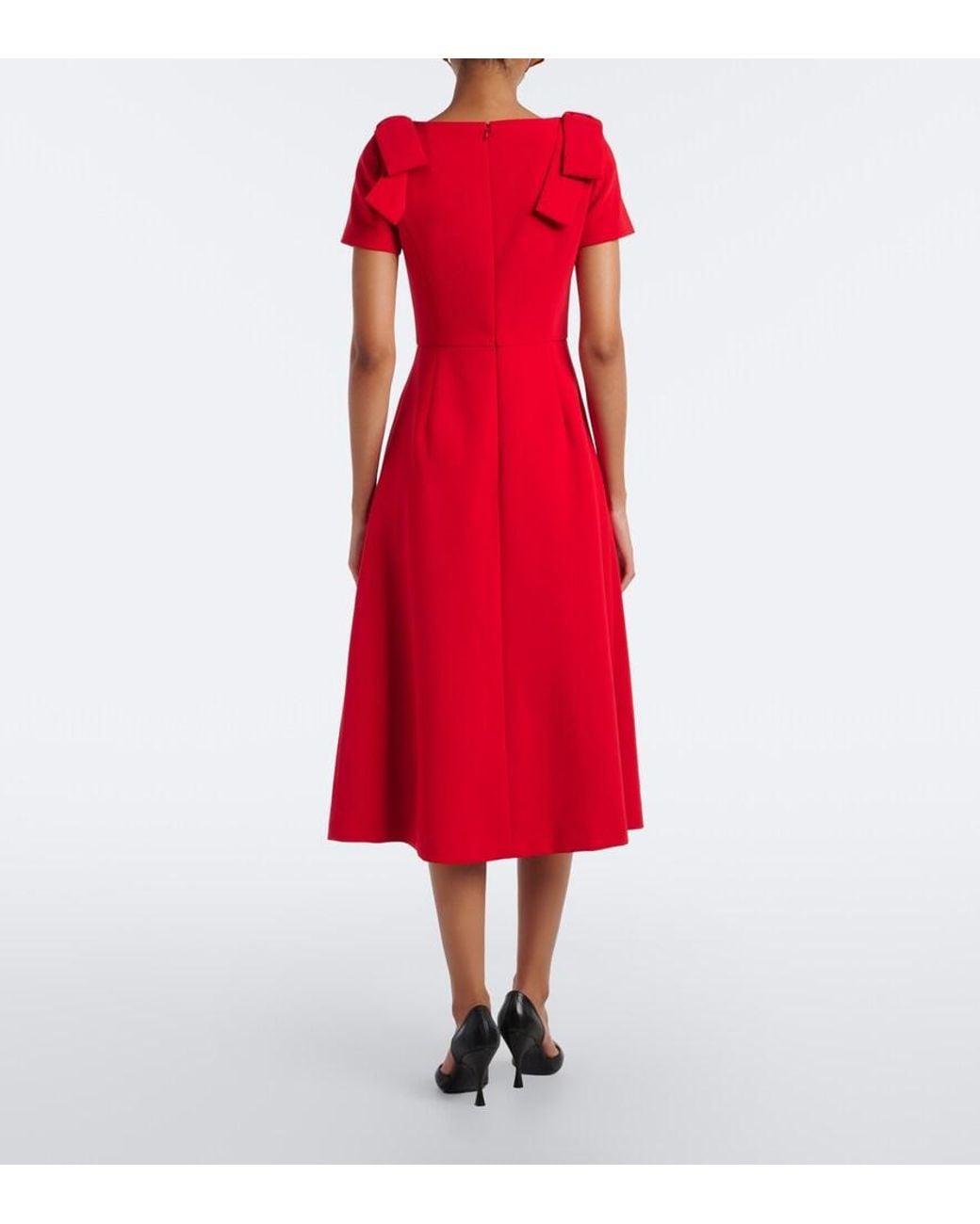 Carolina Herrera Red Bow-Detail Crepe Midi Dress