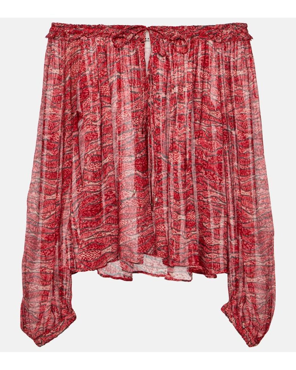 Isabel Marant Red Vutti Chiffon Top