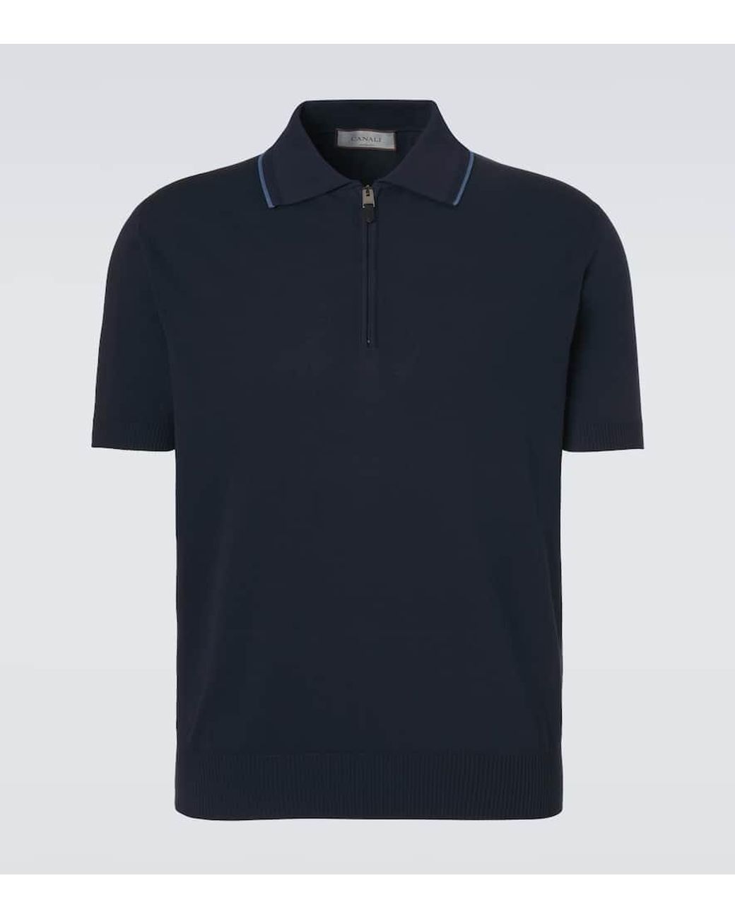 Polo De Algodon Con Cremallera Parcial Canali de hombre de color Blue