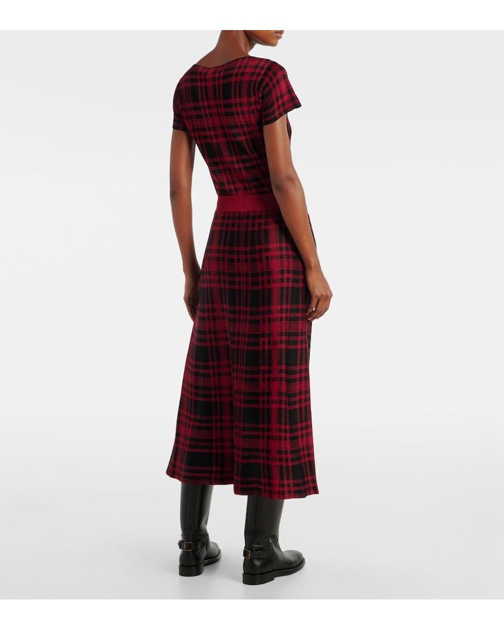 Polo Ralph Lauren Red Plaid Midi Skirt